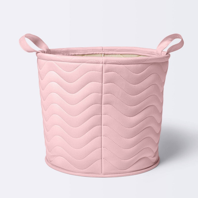 Quilted Fabric Large Round Storage Basket - Light Pink - Cloud Island