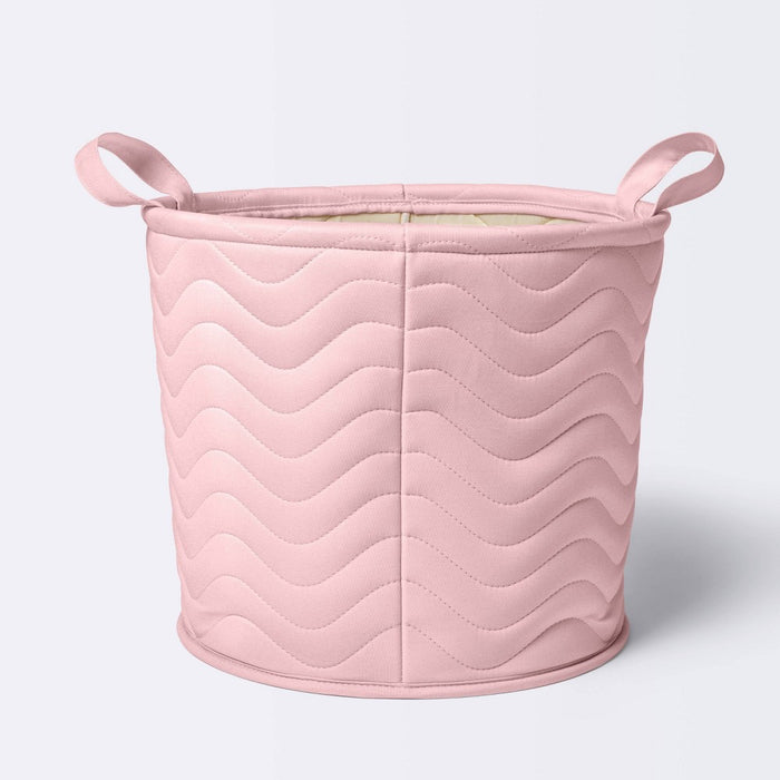 Quilted Fabric Large Round Storage Basket - Light Pink - Cloud Island