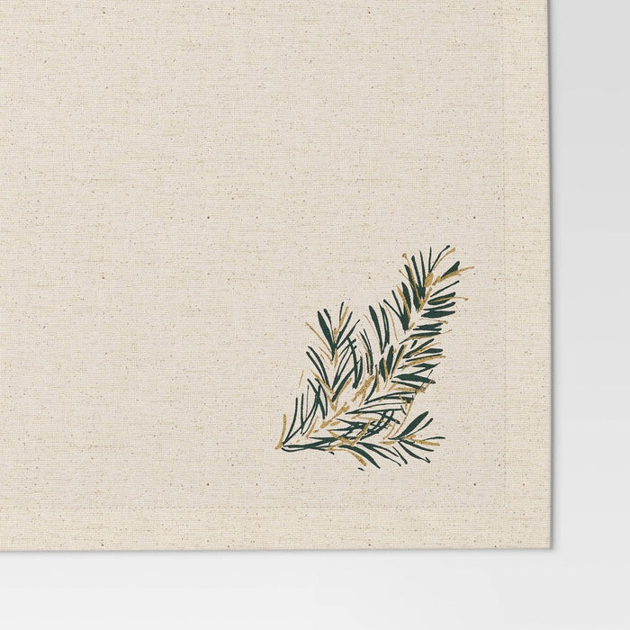 Branches Placemat Green - Threshold: Cotton & Linen, Botanical Leaf Pattern, Rectangle, Machine Washable, 19"x14"