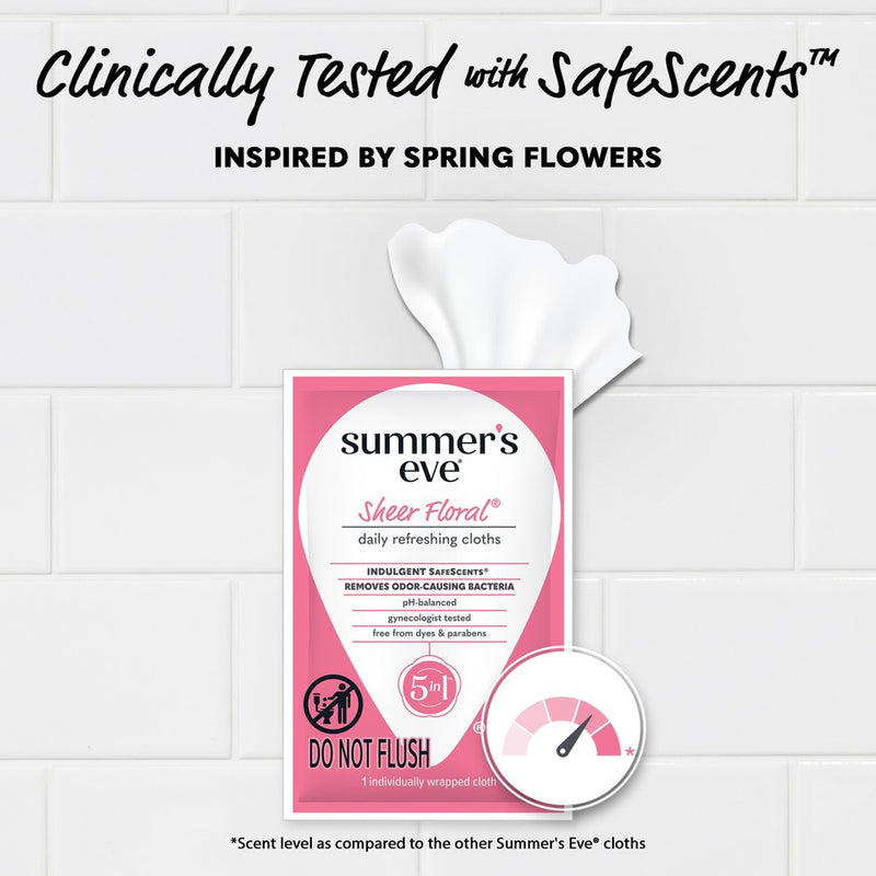 Summer's Eve Sheer Floral 5-in-1 Feminine Wipes - 12ct
