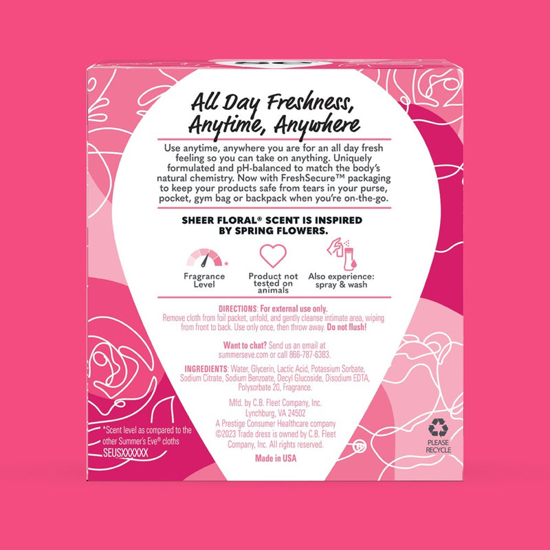 Summer's Eve Sheer Floral 5-in-1 Feminine Wipes - 12ct
