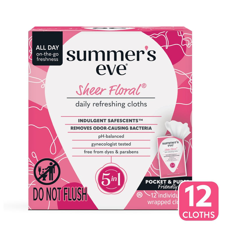 Summer's Eve Sheer Floral 5-in-1 Feminine Wipes - 12ct