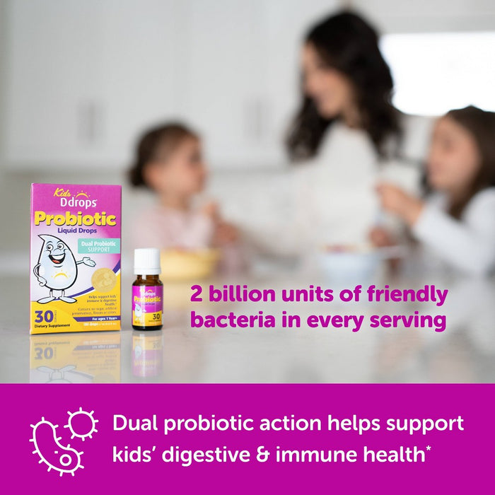 Ddrops Kids' Liquid Probiotic for Healthy Immune and Digestive System - 0.25 fl oz/30 Servings