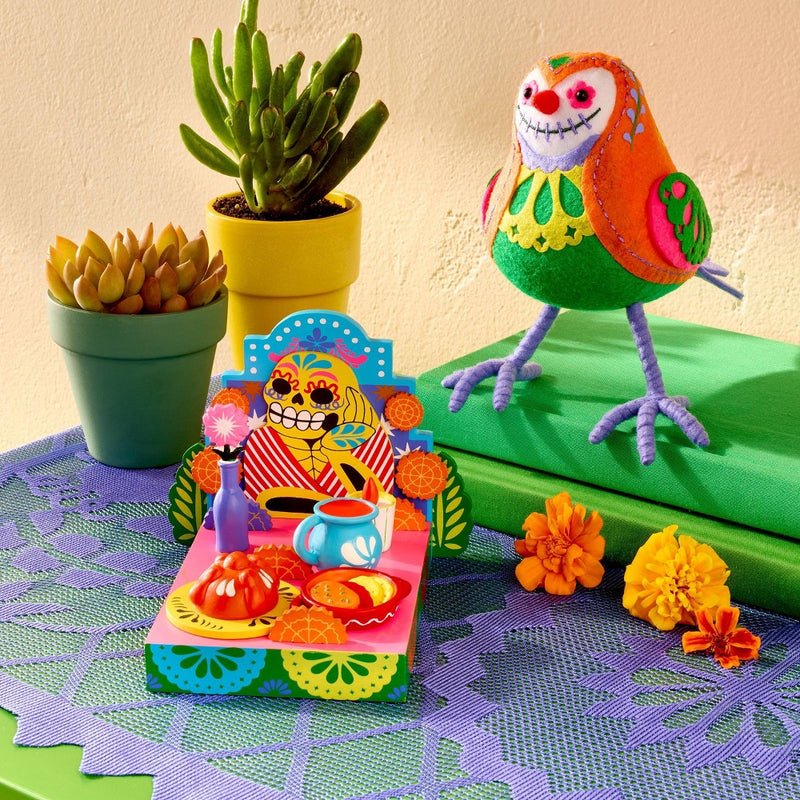 AS IS DAMAGED Dia de Muertos Wood Decorative Sculpted Ofrenda with Tombstone