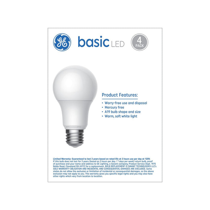 GE 4pk 60W Basic A19 LED Light Bulbs Soft White