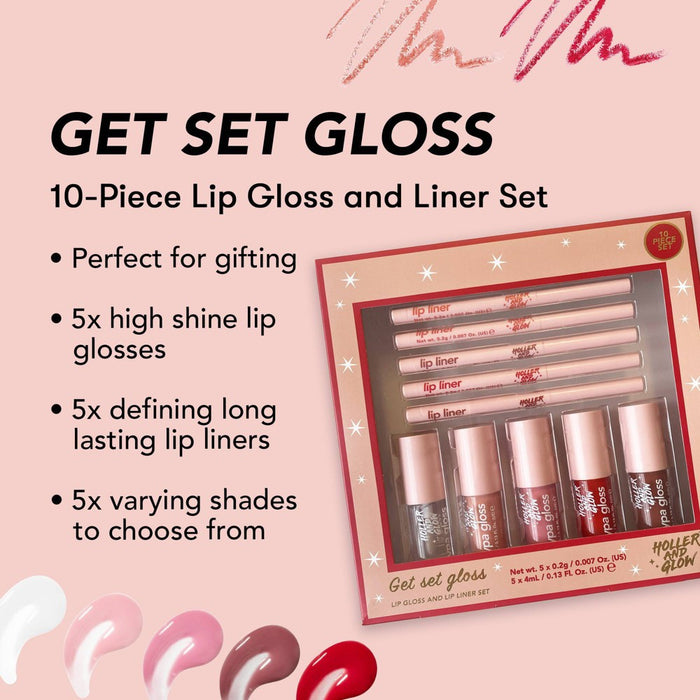 Holler and Glow Lip Liner and Gloss Set Gift Set - 10ct