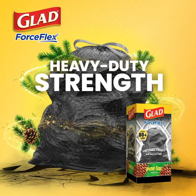 Glad ForceFlex DrawString Trash Bags - Pinesol - 30 Gallon - 34ct