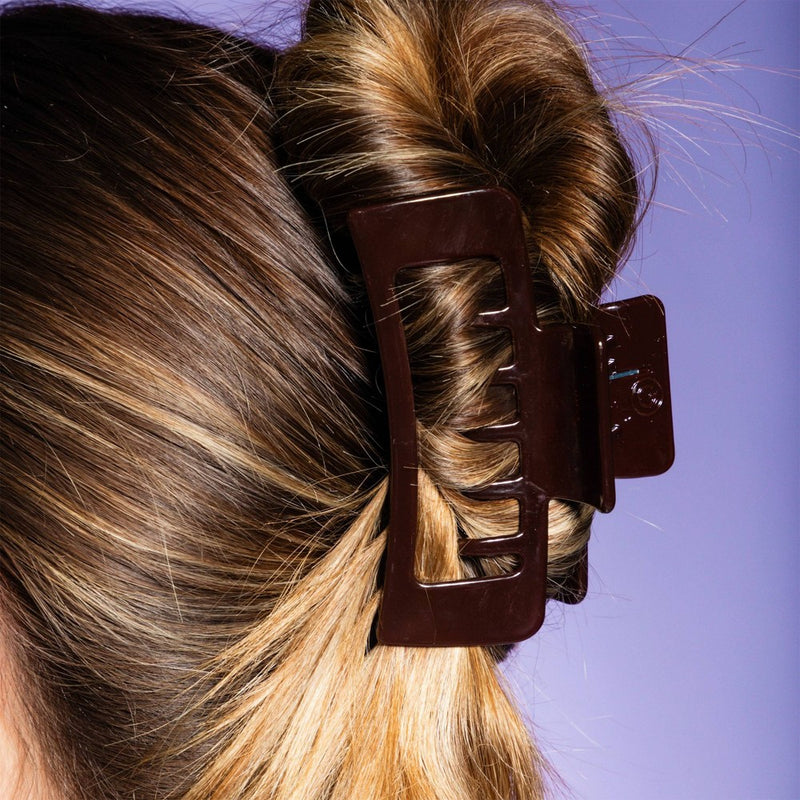 Gimme Beauty Thick Rectangle Double Teeth Claw Clip - Cream/Brown - 2pc