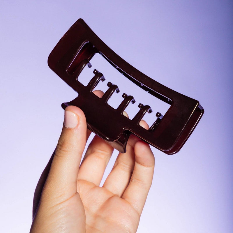 Gimme Beauty Thick Rectangle Double Teeth Claw Clip - Cream/Brown - 2pc