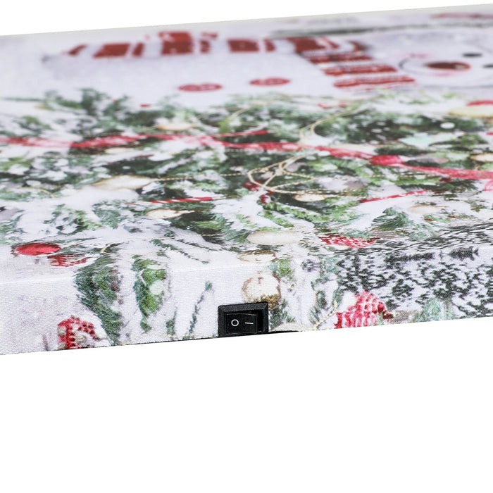 LuxenHome Holiday Snowman Christmas Tree Lighted Canvas Print White (LOCAL PICKUP ONLY)