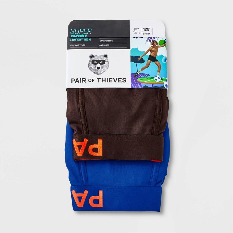 Pair of Thieves Men's SuperCool Boxer Briefs 2pk - Brown/Blue XL