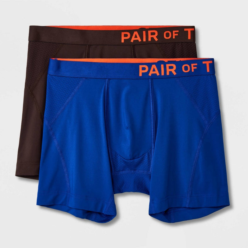 Pair of Thieves Men's SuperCool Boxer Briefs 2pk - Brown/Blue XL