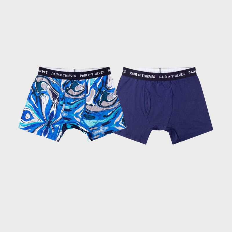 Pair of Thieves Men's Marble Print Super Soft Boxer Briefs 2pk - Blue S