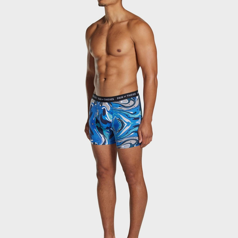 Pair of Thieves Men's Marble Print Super Soft Boxer Briefs 2pk - Blue S