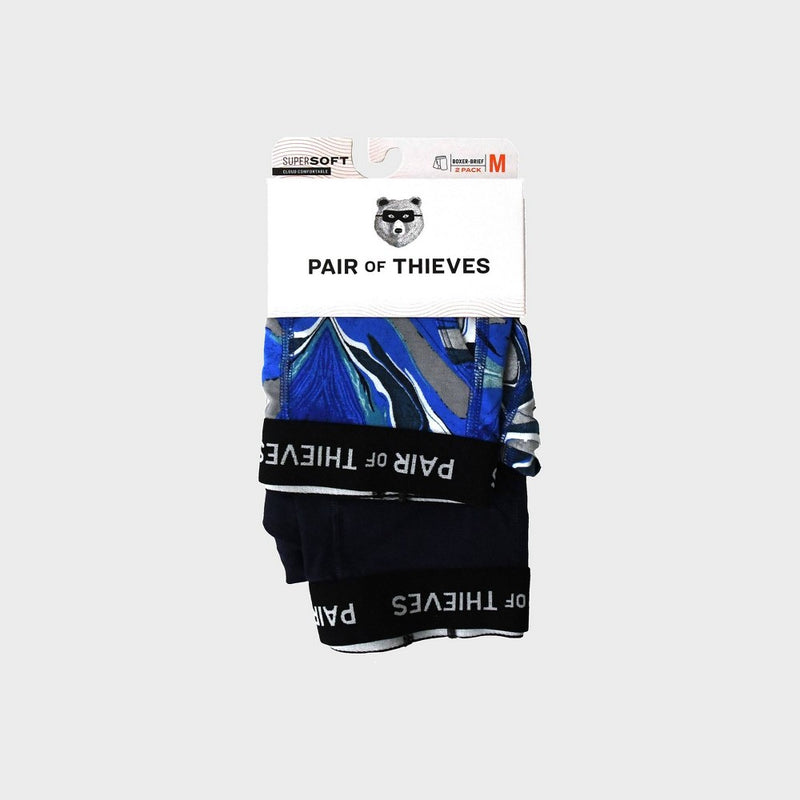 Pair of Thieves Men's Marble Print Super Soft Boxer Briefs 2pk - Blue S