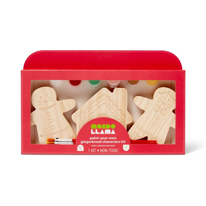 Christmas Craft Paint-Your-Own Wood Gingerbread Characters Kit - Mondo Llama
