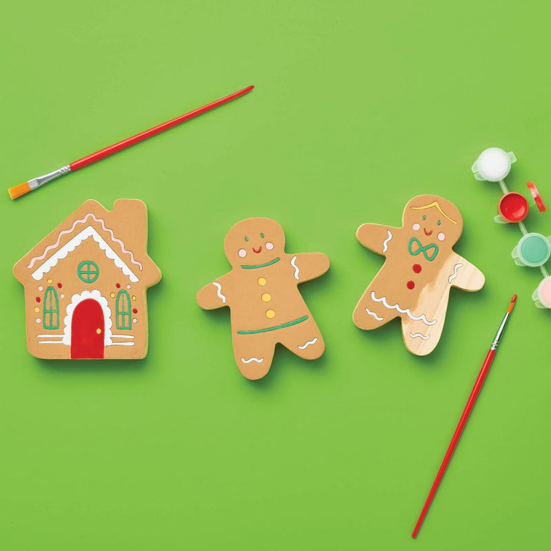 Christmas Craft Paint-Your-Own Wood Gingerbread Characters Kit - Mondo Llama