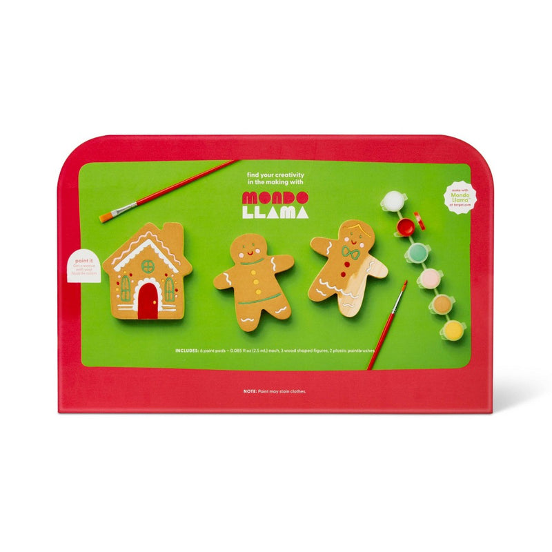 Christmas Craft Paint-Your-Own Wood Gingerbread Characters Kit - Mondo Llama