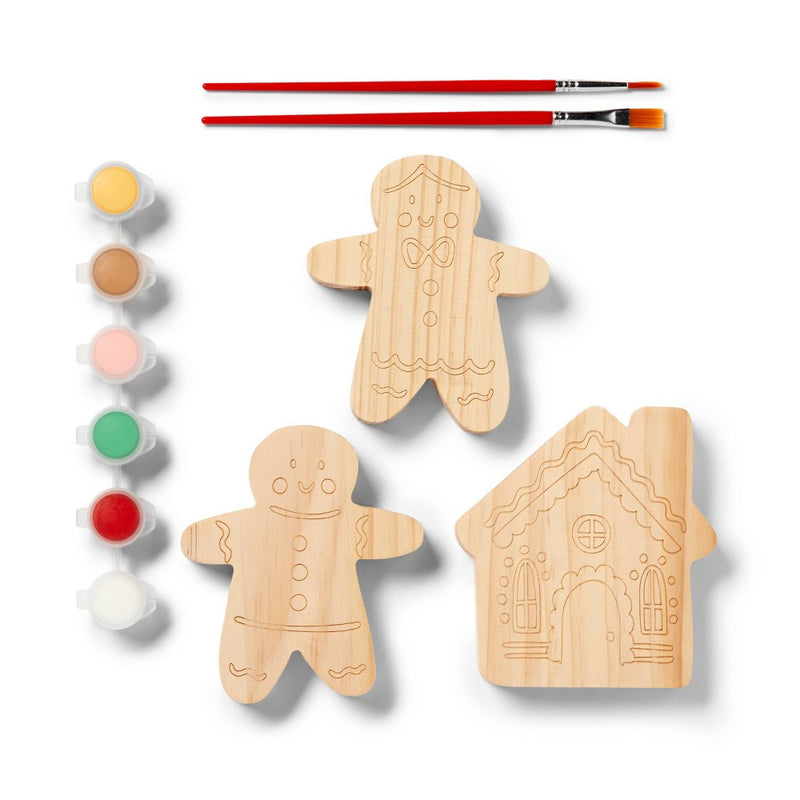 Christmas Craft Paint-Your-Own Wood Gingerbread Characters Kit - Mondo Llama