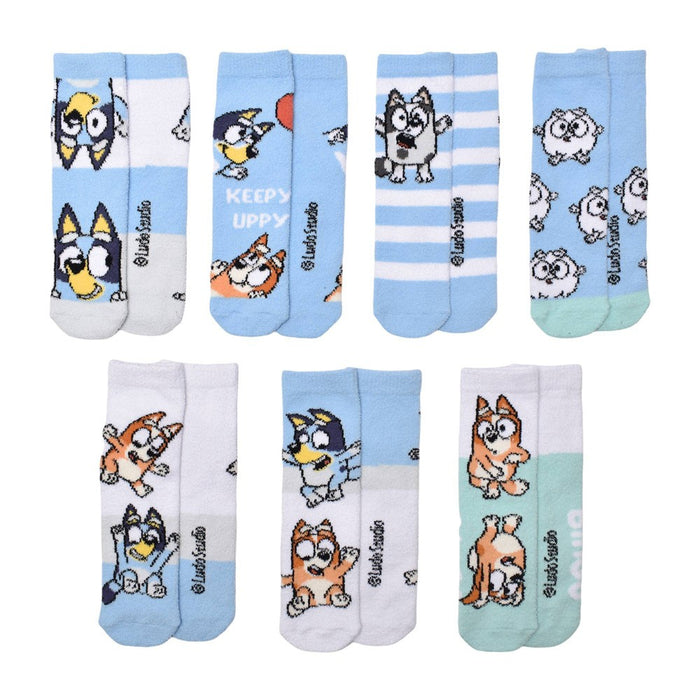 Kids' Bluey 7 Days of Cozy Christmas Crew Socks - S/M