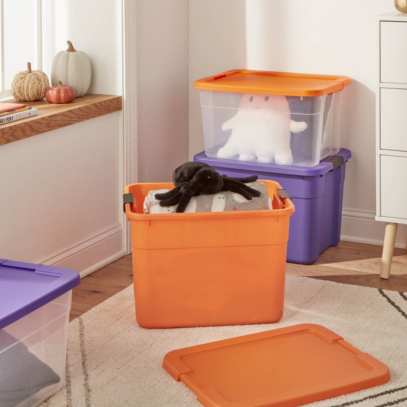 20gal Latching Storage Tote Orange - Brightroom: Portable Stackable Utility Bin with Lid, 20 Gallon Capacity (LOCAL PICKUP ONLY)