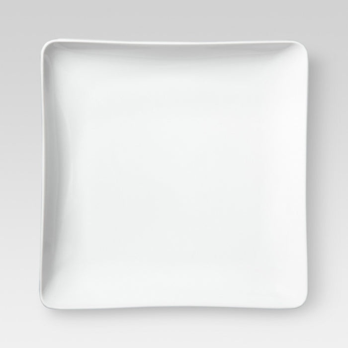 Square Porcelain Salad Plate 8" White - Threshold: Microwave & Dishwasher Safe, Solid Glazed Dining Plate