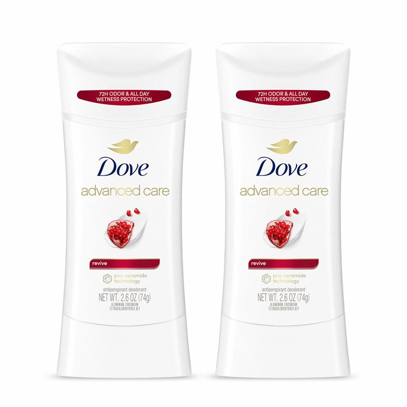 Dove Advanced Care Antiperspirant Deodorant Stick For Women Revive For 48 Hour Protection And Soft And Comfortable Underarms 2.6 Oz, 2 Count