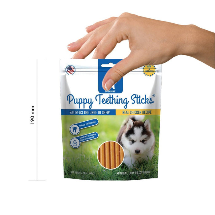 N-Bone Puppy Teething Chicken Flavor Rawhide Alternatives and Chewy Dog Treat Sticks - 3.74oz