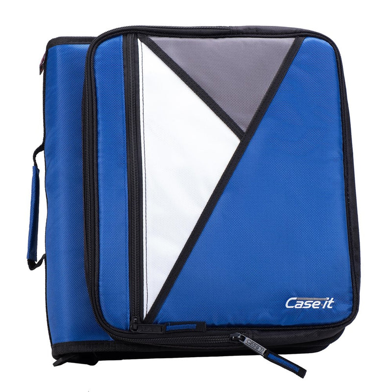 Case-It The Universal Zipper Binder - 2 Inch O-Rings Padded Pocket That Holds Up To 13 Laptop/Tablet Multiple Pockets 400 Page Capacity Comes With Shoulder Strap Midnight Blue LT-007