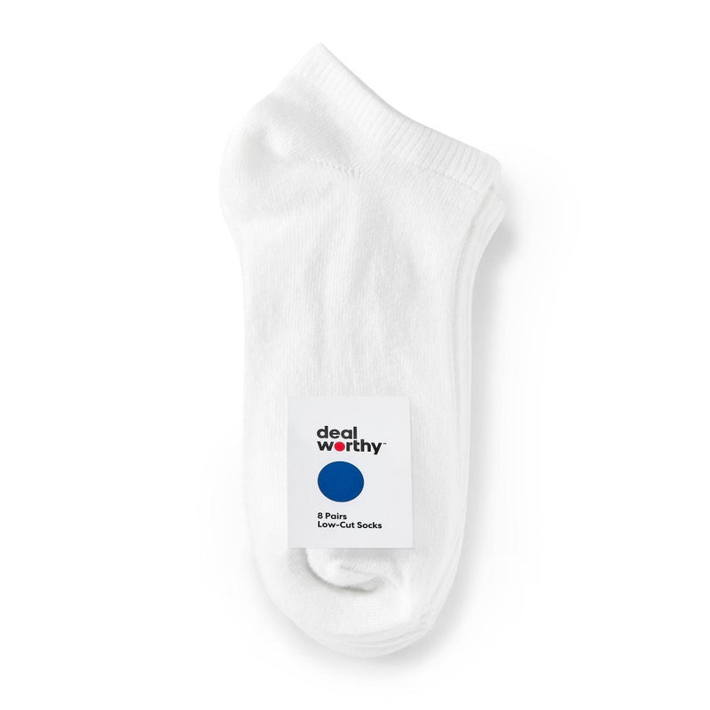 Kids' 8pk Low Cut Socks - Dealworthy White M/L