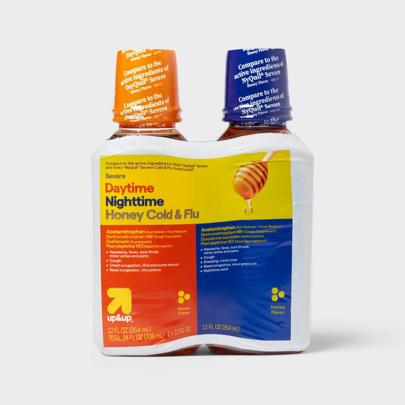 Day and Night Severe Cold & Flu Medicine Liquid - Honey - 24 fl oz - up&up
