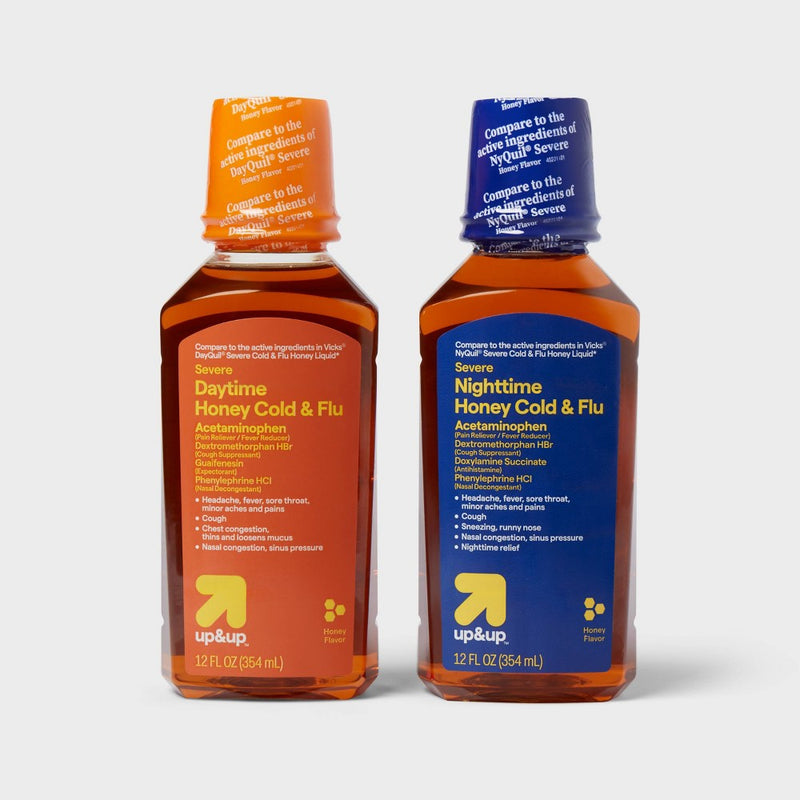 Day and Night Severe Cold & Flu Medicine Liquid - Honey - 24 fl oz - up&up