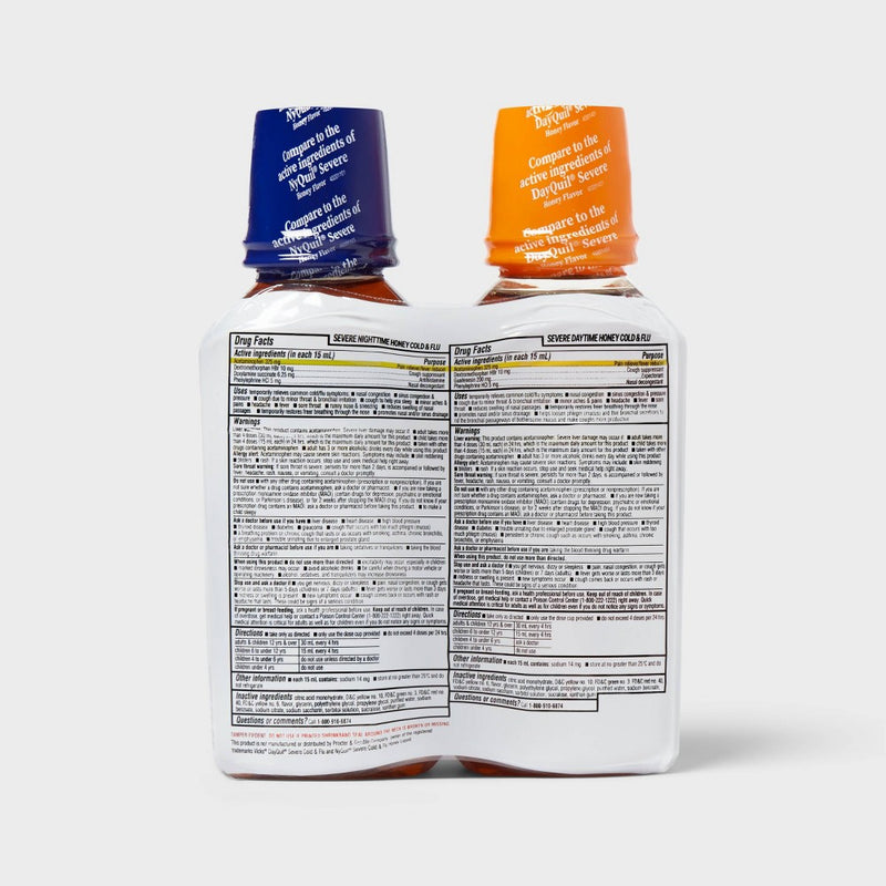 Day and Night Severe Cold & Flu Medicine Liquid - Honey - 24 fl oz - up&up