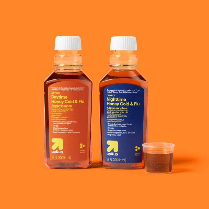 Day and Night Severe Cold & Flu Medicine Liquid - Honey - 24 fl oz - up&up