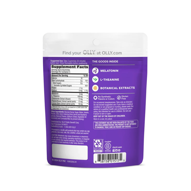 OLLY 3mg Melatonin Sleep Gummies - Blackberry Zen - 10ct