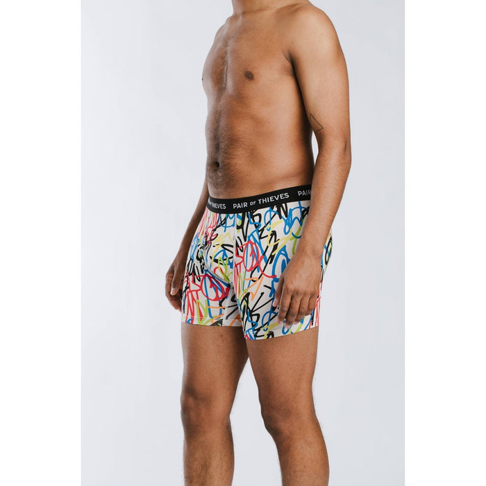 Pair of Thieves Men's 2pk Super Soft Abstract Scribble Boxer Briefs - S