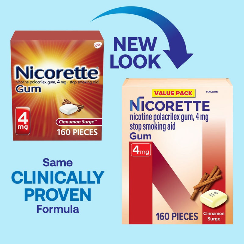 Nicorette 4mg Stop Smoking Aid Nicotine Gum - Cinnamon Surge - 160ct