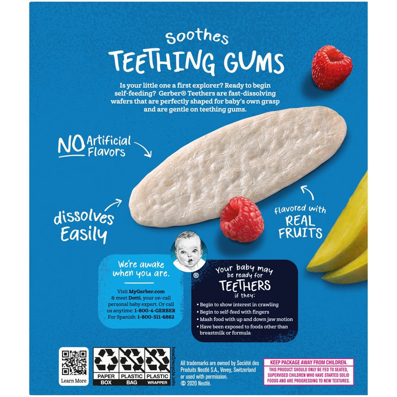 Gerber Baby Food Mango Raspberry Teething Wafer Baby Snacks - 1.7oz/12pk Each