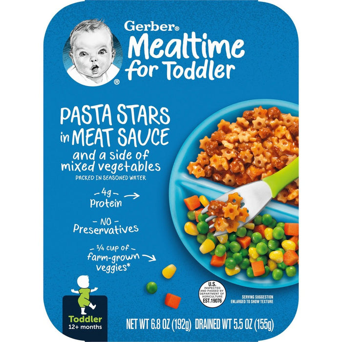 Gerber Lil' Entrees Pasta Stars in Meat Sauce with Green Beans - 6.8oz
