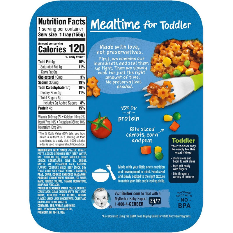 Gerber Lil' Entrees Pasta Stars in Meat Sauce with Green Beans - 6.8oz