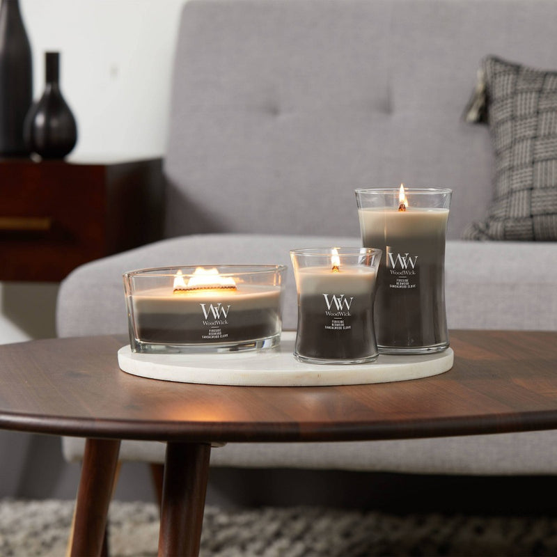 WoodWick 16oz Glass Trilogy Warm Woods Ellipse Jar Candle