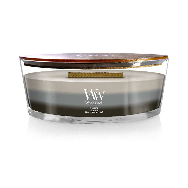 WoodWick 16oz Glass Trilogy Warm Woods Ellipse Jar Candle