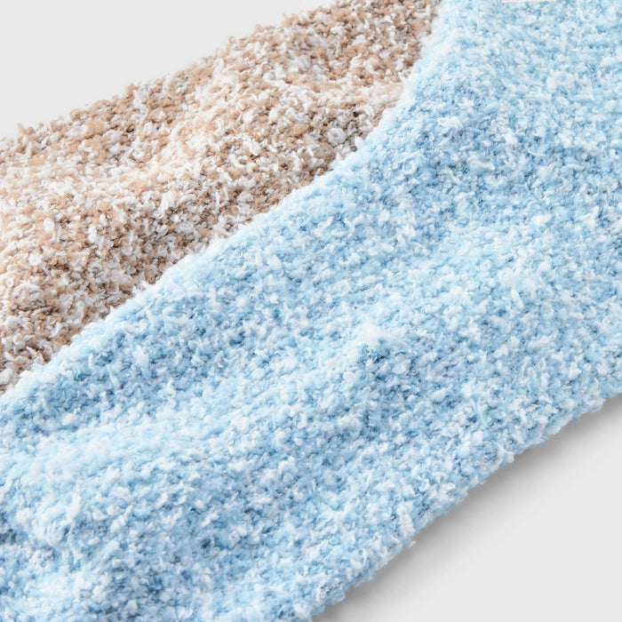 Women's Marled 2pk Cozy Crew Socks - Auden Turquoise/Taupe 4-10