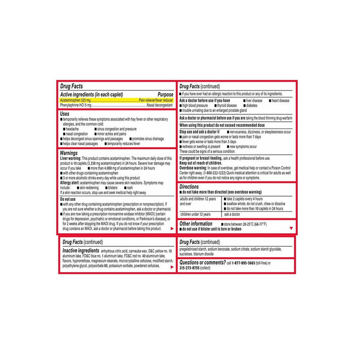 Tylenol Acetaminophen Sinus + Headache Caplets - 24ct