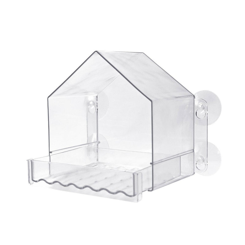 Nature's Way Bird Products 2 Cup Clear View Plastic Window Bird Feeder 6.75": Suction Cup Mount, Shatterproof