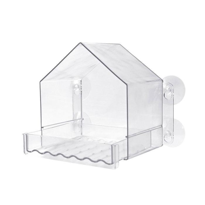 Nature's Way Bird Products 2 Cup Clear View Plastic Window Bird Feeder 6.75": Suction Cup Mount, Shatterproof