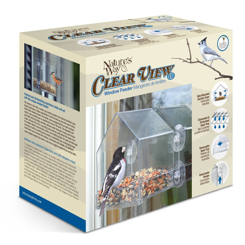 Nature's Way Bird Products 2 Cup Clear View Plastic Window Bird Feeder 6.75": Suction Cup Mount, Shatterproof