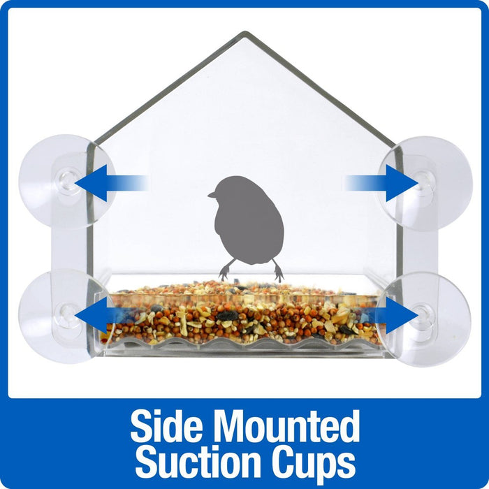 Nature's Way Bird Products 2 Cup Clear View Plastic Window Bird Feeder 6.75": Suction Cup Mount, Shatterproof
