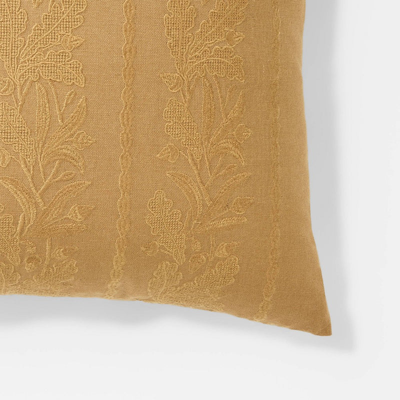 Tonal Embroidered Acorn Lumbar Throw Pillow Dark Tan - Threshold designed with Studio McGee: Cotton Fabric, Indoor Use, Hidden Zipper