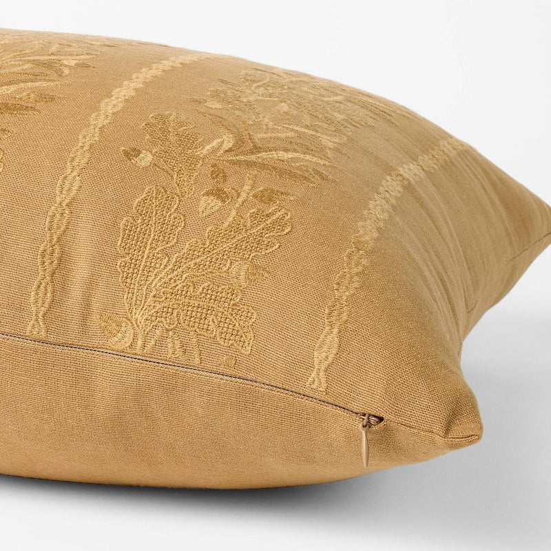 Tonal Embroidered Acorn Lumbar Throw Pillow Dark Tan - Threshold designed with Studio McGee: Cotton Fabric, Indoor Use, Hidden Zipper